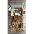 thumbnail image 2 of Ambesonne Wildlife Quilted Coverlet 2 Pcs, Savannah Animal Cheetahs, Twin Size, Black Tan, 2 of 2