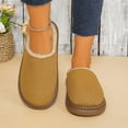 thumbnail image 5 of Xfvqtps Fluffy Slippers for Women Winter Warm Lined Suede Flatform Slip on Furry Cozy Indoor and Outdoor Plush Shoes Mules Brown, 5 of 8