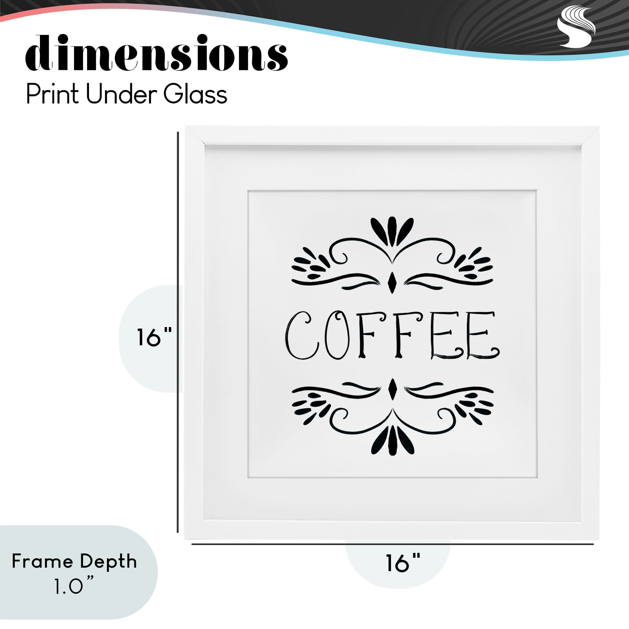 Stupell Industries Coffee with Floral Emblems White Framed Print Under Glass, design by Lucille Price