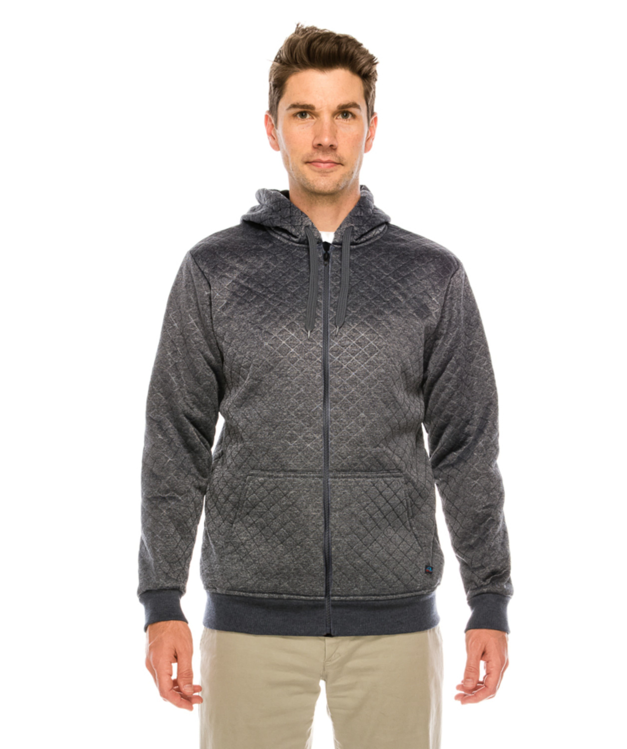 Men's Quilted Hoodie with Zipper and Drawstring - Walmart.com