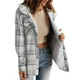 thumbnail image 1 of Chaqueta de Cuadros para Mujer, Larga, Botones, Capucha de Forro , Abrigo Cálido Cuadros Blancos XL, 1 of 7