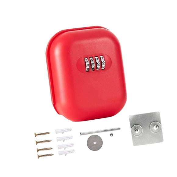 Caja de seguridad con cerradura para llaves, resistente a la corrosión, para montar en la pared, con combinación de código de 4 dígitos, para oficina, rojo