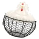 thumbnail image 1 of Cesta metálica de alambre para huevos con tapa de cerámica con forma de gallina de granja. Almacenamiento de huevos. 1 juego de canasta de huevos, 1 of 9