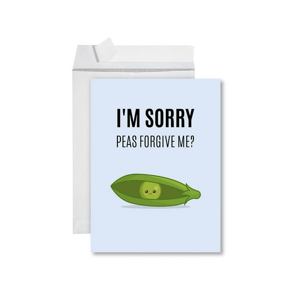 Koyal Wholesale Funny I'm Sorry Jumbo Card Peas Forgive Me? Blank I'm Sorry Greeting Card with Envelope 1-Pk