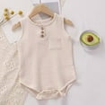 thumbnail image 2 of LIIPEE Boys Onesie Summer Soft Breathable Sleeveless Solid Color Round Neck Button Down Tank Bodysuit Toddler Comfort Daily One-Pieces,Beige,18-24 Months, 2 of 3