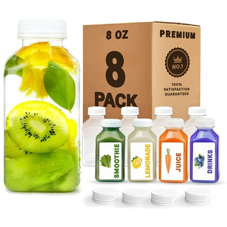 

8 Oz Plastic Juice Bottles With Caps Reusable Juice Bottles Mini Fridge Bottles Reusable Plastic Container Bottles Mini Juice Bottles Clear Juice Bottles Plastic 8oz Bottles 8 Pack