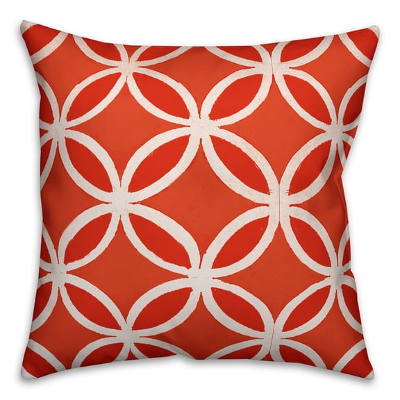 Creative Products Orange and White Geometric Circles 18x18 Spun Poly Pillow