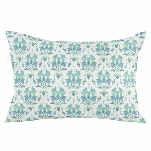 Green Flowers Throw Pillow Cover 20 x 26 Inch Decorative Pillow Cover Boho Ethnic Abstract Floral Patterned Lumbar Pillowcase Seasonal Rectangle Cushion Case for Couch Sofa Bed Living Room