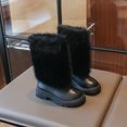 thumbnail image 6 of Willtoo Girls Mid Calf Boots Winter Round Toe Slip On Fuzzy Snow Boots Fashion Casual Cold Weather Walking Shoes for Daily Wear, 6 of 6