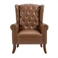 thumbnail image 3 of MOJAY Mid-Century Modern PU Leather Accent Chair, Living Room Wingback Armchair, Brown, 3 of 12