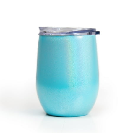 

Big Betty - Stemless Wine Tumbler with Travel Lid 12 Ounce Opalescent Turquoise Metallic