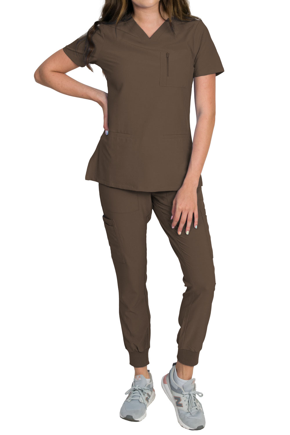 Medgear Fleur Women's Stretch Scrub Set with Zip Pocket Top and Jogger