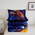 thumbnail image 5 of Manfei Space Astronaut Dino Animals Queen Comforter Set,Neon Cloud Stars Comforter Sets Queen,Blue Purple,Black Reversible,3pcs,1 Comforter and 2 Pillowcases, 5 of 7