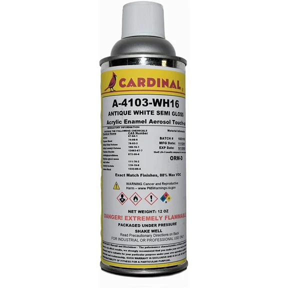 CArdinal Paint A-4103-WH16 Antique White Semi-Gloss Powder Coating Touch-Up Spray Paint