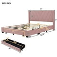 thumbnail image 3 of Queen Size Storage Bed, Linen Upholstered Platform Bed with Headboard and 3 Drawers, Bedroom Queen Platform Bed Frame with Slat Support for Teens, Adults, No Box Spring Needed, Pink, 3 of 7