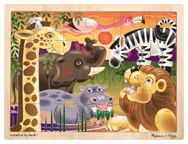 Personalised Jungle Theme Square Wooden Jigsaw Puzzle Any Text 24 Piece Gift 20 