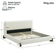 thumbnail image 3 of Elegant Terry Upholstered Bed with Dark Brown Solid Wood Legs, Luxurious Comfortable Bedroom Centerpiece, King Size, White, 3 of 9
