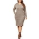 thumbnail image 2 of Vestido de suéter de talla grande Agnes Orinda para mujeres, vestido midi con capucha de manga larga 2X color caqui, 2 of 6