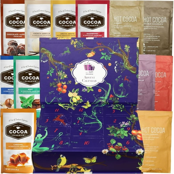 Hot Cocoa Advent Calendar 12 Days Christmas Countdown Gift Box for Men Women Friends Family Coworkers