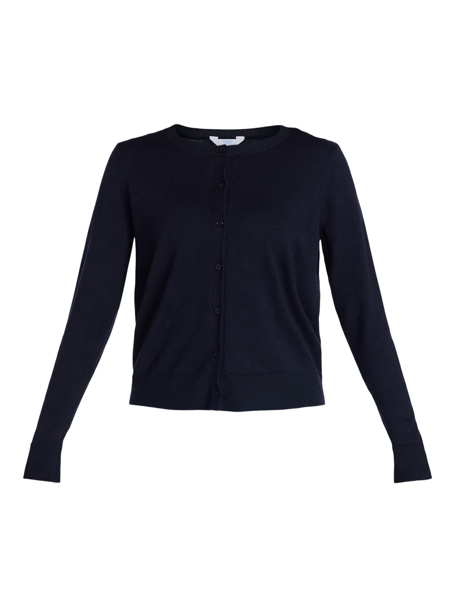 Time and Tru Women's Fine Gauge Cardigan Sweater with Long Sleeves, Lightweight, Sizes XS-XXXL