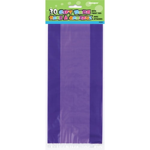 Plastic Cellophane Bags, 11 x 5 in, Purple, 30ct