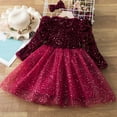 thumbnail image 4 of Wavsuf Girls Dresses Long Sleeve Sequins Tulle Red Princess Dress Size 120, 4 of 9