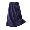 thumbnail image 2 of GXIPO Summer Cotton Linen Skirts for Women Elastic Waist Buttoned A Line Midi Skirt Boho Beach Skirt Blue M, 2 of 4