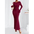 thumbnail image 2 of Vestido Maxi de Punto Acanalado para Mujer PRETTYGARDEN Otoño Burdeos Talla S, 2 of 8