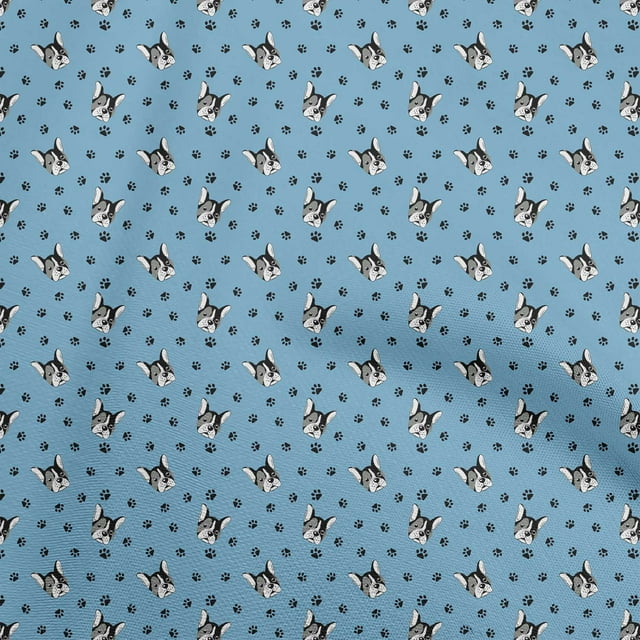 oneOone Cotton Flex Dusty Blue Fabric Bull Dress Material Fabric Print Fabric By The Yard 40 Inch Wide