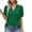 Green, variant on ECZHAW Women's Pleated Puff Sleeve Tops Summer V Neck Tunic Shirts Loose Curved Hem Blouses Dressy Casual