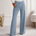 thumbnail image 2 of Yindaity Wide Leg Jeans Women's Plus Size Relaxed Fit Straight Leg Jean Light(Light Blue,L), 2 of 9