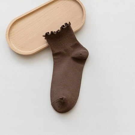 Socks women s spring and summer white with loafers short socks Japanese style small leather shoes black pile socks-coffee