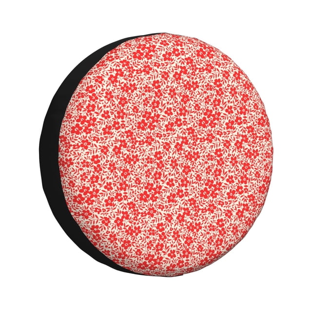 Fotbe Red Pretty Flowers Funda de Llanta de Repuesto con Estampado, Engrosada, Ajuste Universal para Jeep, Remolque, RV, SUV, Camión-14 inch