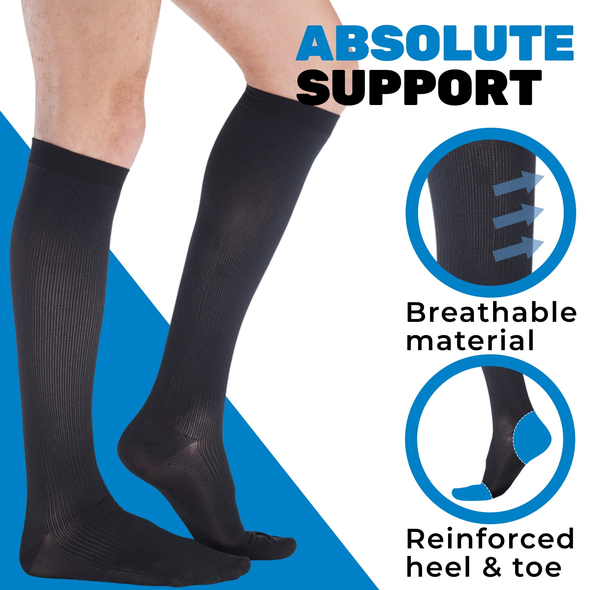 Made in USA - Plus Size Compression Knee High 20-30 mmHg - Black, 3X-Large
