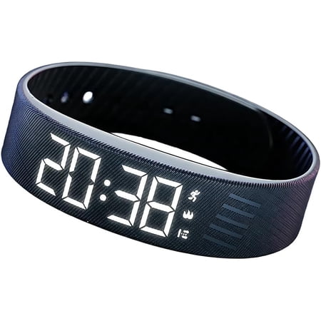Alarm Clock Watch, Waterproof Vibrating Alarm Wristband with 2 Alarm Clocks, Light-Up Display Alarm Bracelet for Sports Timekeeping Sleep,USB Charging, for Students Sports Enthusiast