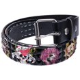 thumbnail image 1 of Multi Tattoo Skulls Studded Leather Belt, 1 of 1