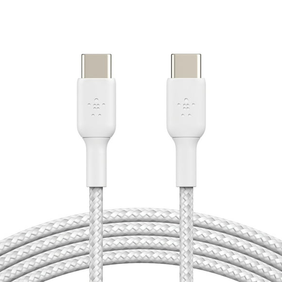 Belkin BoostCharge Pro Flex Braided USB-C to USB-C Cable - (3.3ft/1M) USB-IF Certified USB Type-C Cable, Compatible with Galaxy S23, S22, Note10, Note9, Pixel 7, Pixel 6, iPad Pro, laptop & More White, BEL PRO FLEX C-C CABLE 1M WHT