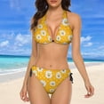 thumbnail image 4 of NICKSUN Women's Bikini Sets, Cute Print Two Piece Bathing Suits Sexy Halter Padded Bikini Swimsuits, 4 of 6