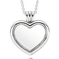 thumbnail image 3 of Sparkling Heart Large Key With Crystal Round Lockets Floating 925 Sterling Silver Necklace For Europe Bead Charm Diy Jewelry, 3 of 7