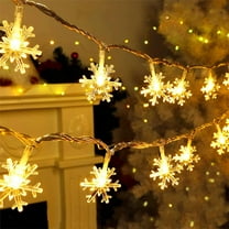 20 LED Christmas Snowflake String Lights, 10ft Battery Fairy Light, Warm