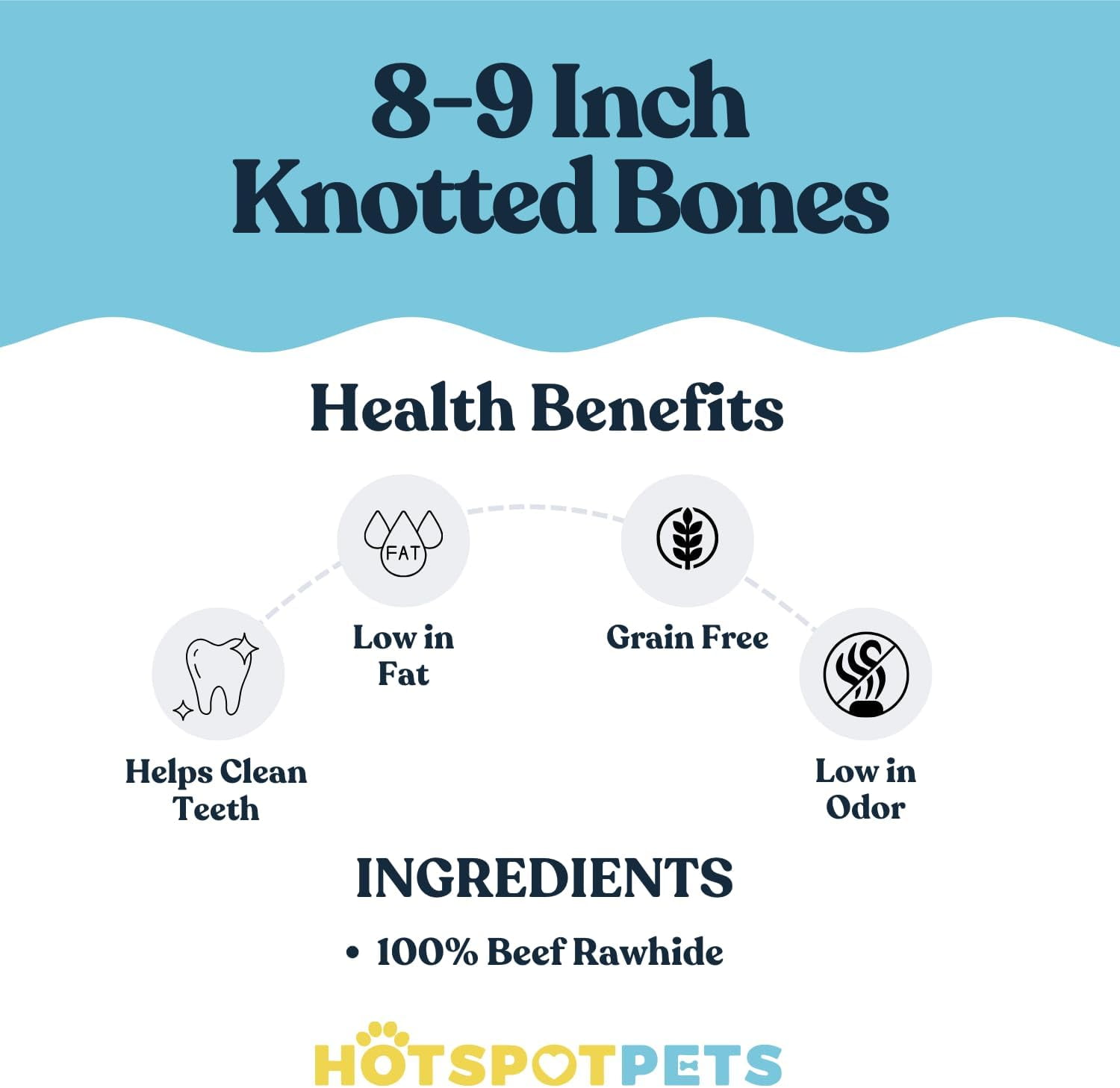 HotSpot Pets Rawhide Dog Bones - Great for Dog Chews, Promotes Hygiene and Healthy Gums, 8-9 Inch, Large, 5 Pack