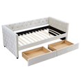 thumbnail image 4 of Aukfa Upholstered Twin Daybed with Storage Drawers, Bed Frame with Button Tufted and Nailhead Trim - Beige, 4 of 8