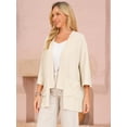thumbnail image 2 of DARING DIVA Women's 3/4 Sleeve Open Front Lightweight Shrug With Pockets S Khaki, 2 of 6