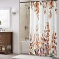 thumbnail image 3 of Fall Eucalyptus Leaf Shower Curtain, Watercolor Autumn Thanksgiving Botanical Plants Bathroom Curtain Bathtub Home Decor Waterproof Fabric Machine Washable with 12 PCS Hooks,72" Wx72 L, 3 of 6