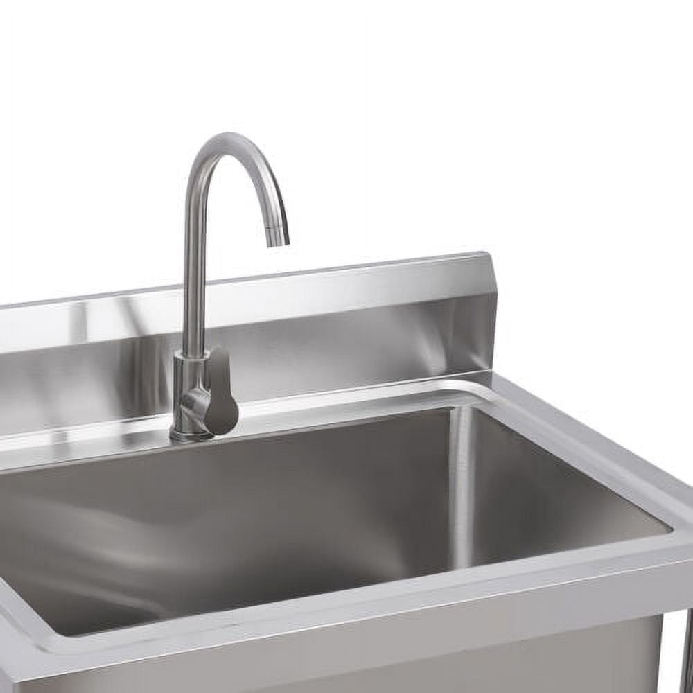 Commercial Utility Prep Sink Stainless Steel 1 Compartment w/Basins Backsplash