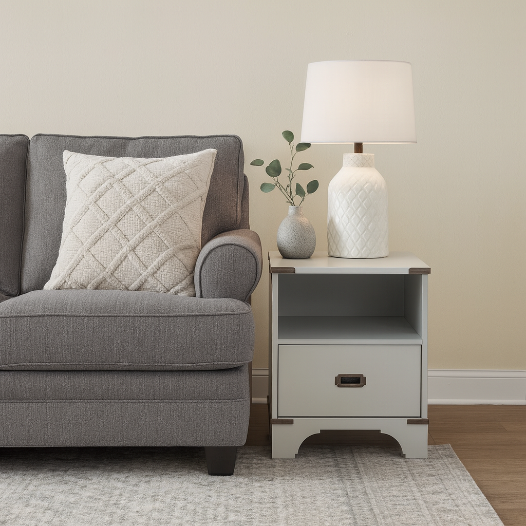 From The Tree Mid-Century Modern Nightstand – Minimalist Bedside Table with Drawer and Open Shelf, Compact and Stylish Design for Adults