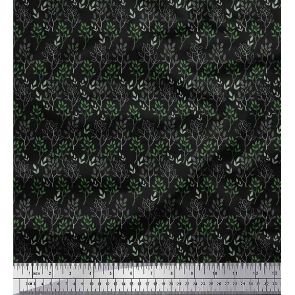Soimoi Cotton Duck Fabric Artistic Leaves Print Sewing Fabric Yard 42 Inch Wide