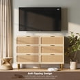 thumbnail image 3 of Yeshouse Mueble de TV de ratán con 6 cajones, cómoda grande con cajones profundos, armario de almacenamiento de madera de estilo rústico de granja para sala de estar, pasillo, 3 of 8