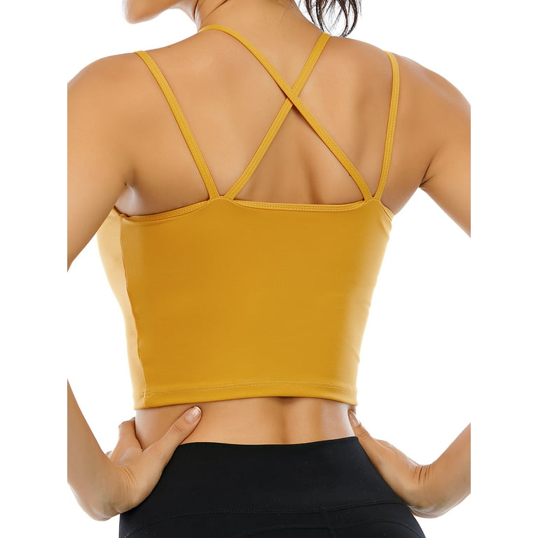 FOCUSSEXY Summer Crop Tank Tops Padded Sports Bra for Women Padded Sports  Bra Longline Camisoles Casual Tank Tops Vest Sleeveless Crop Tops