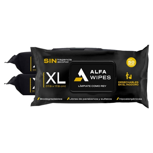 ALFA WIPES Toallas Húmedas Para Adulto Desechables en el Inodoro Extra Grandes 150 piezas